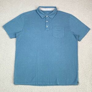 Free Fly Mens Size L Blue Cotton Bamboo Short Sleeve Performance Golf Polo Shirt